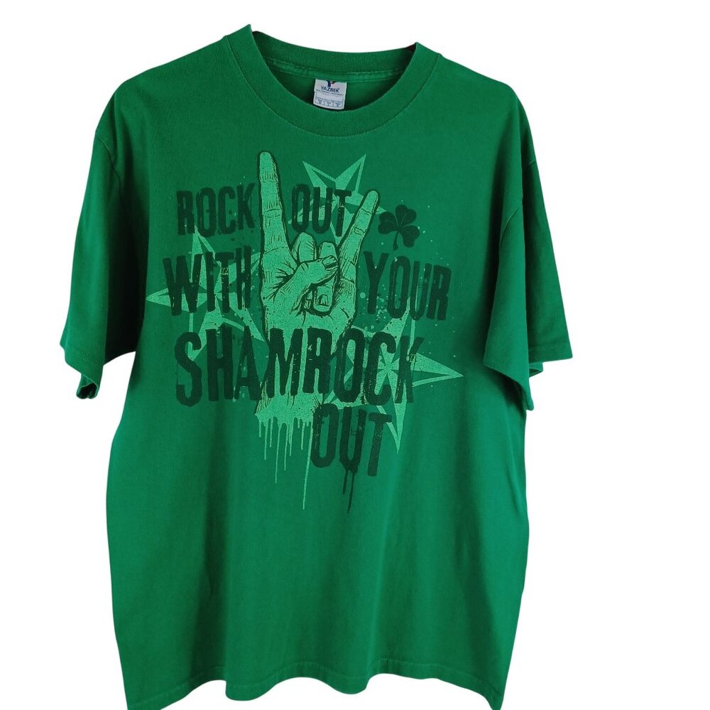 Yazbek Heavyweight Crew Neck St. Patricks Day Graphic Green T-Shirt Mens Size L